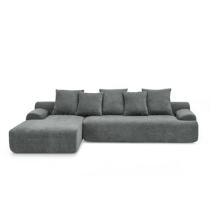 English Elm 110.25x67'' Compression Sofa Modern Upholstered L-Shape Sectional Couch 4-Seat Melange Velvet Comfort Grey W1413S00082