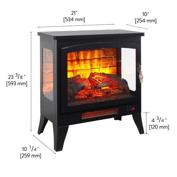 English Elm 21 Inch Three-sided Electric Fireplace Stove with 3d Flame and Remote Control W1769P346175