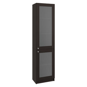 English Elm Butte Tall Two-tone Oak Bookcase with Concealed Doors and Open Shelves for Home Office B097P480471