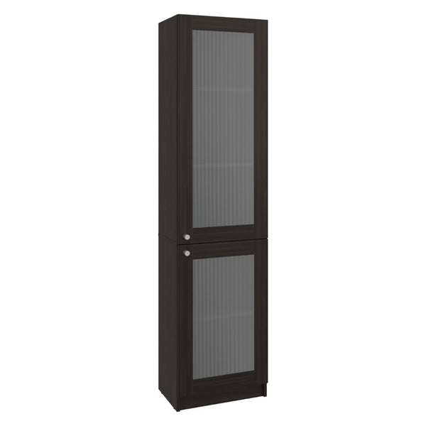English Elm Butte Tall Two-tone Oak Bookcase with Concealed Doors and Open Shelves for Home Office B097P480471