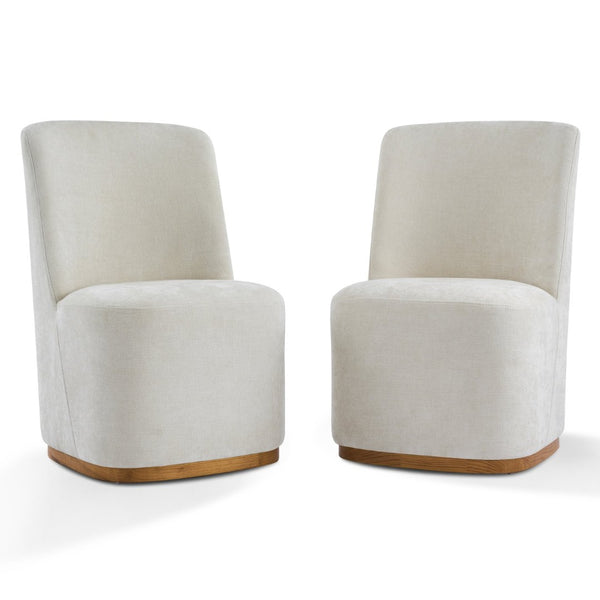 English Elm Indoor Upholstered Chenille Dining Chairs Set of 2 with High Back Rubberwood Base N779P370771B