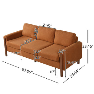 English Elm Christopher Knight Home® - 83.86" 3-Seater Sofa in Teddy Velvet with Curved Armrests & Solid Wood Legs, Plush Durable Comfort Orange N765P331021Y