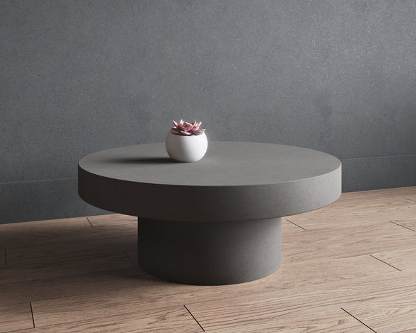 Sunpan Brando Round Coffee Table - Urban Contemporary Design in Natural Concrete for Modern Spaces Grey