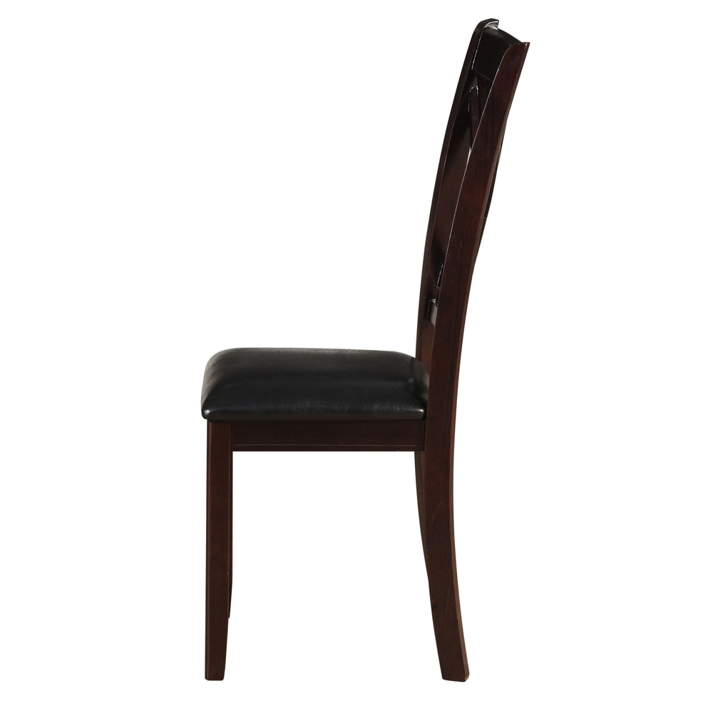 English Elm Black Ladder Back Side Chairs Set of 2 with Cherry Finish, Faux Leather Upholstery, Sturdy Rubberwood Design Espresso B062P186534