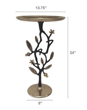 English Elm 13.8x13.8x24" Gold Aluminum Rope Knot Side Table with Polished White Marble Base W2078P461587
