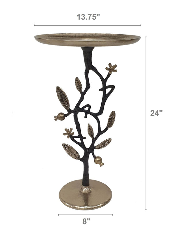 English Elm 13.8x13.8x24" Gold Aluminum Rope Knot Side Table with Polished White Marble Base W2078P461587