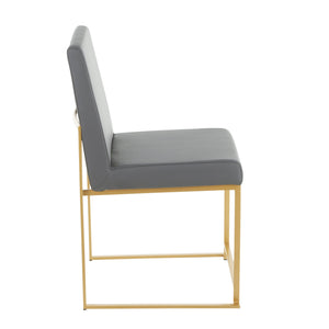 English Elm High Back Fuji Contemporary Dining Chair Set In Gold & Grey Faux Leather - Stylish & Comfortable Design B202P223541