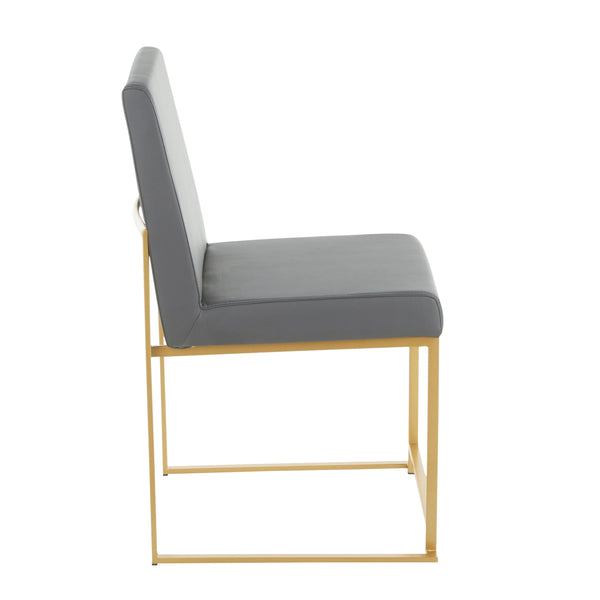 English Elm High Back Fuji Contemporary Dining Chair Set In Gold & Grey Faux Leather - Stylish & Comfortable Design B202P223541