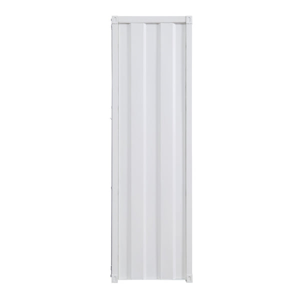 English Elm White Industrial Wardrobe with Full-Length Container Lock, Metal Shelf & Rod, Secure Modern Storage B062P185726