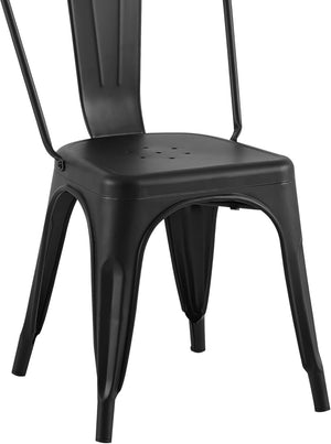 English Elm 2pc Industrial Metal Dining Chairs Stackable High Gloss Set for Kitchen or Modern Matte Black B011P238552