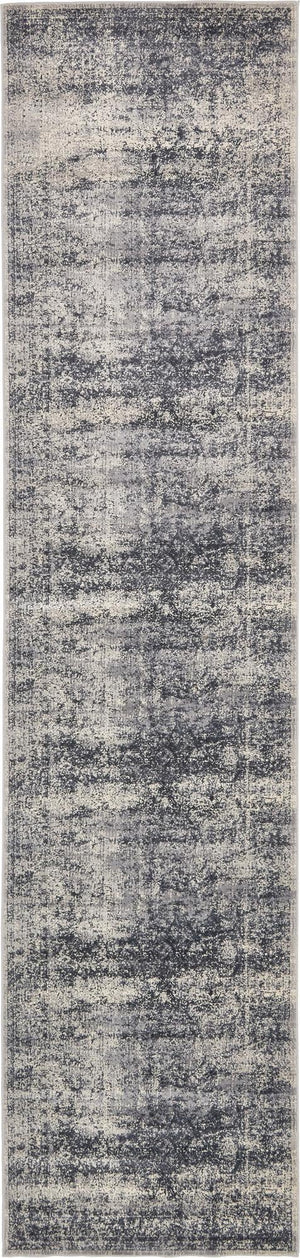 Unique Loom Chateau Jefferson Machine Made Border Rug Blue Gray, Beige/Gray 3' 0" x 13' 1"