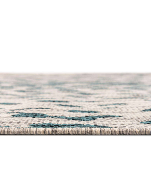 Unique Loom Outdoor Safari Samburu Machine Made Animal Print Rug Teal, Gray 13' 0" x 13' 0"