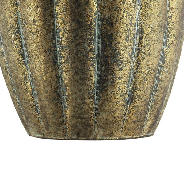 English Elm Set of 2 Distressed Iron Planters with Golden Patina for Indoor Outdoor Decor W2078P498286