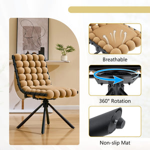 English Elm Cream Dutch Velvet Swivel Chair Tufted Bubble Backrest Glam Armless Accent Seat Black,Brown W3875P448021