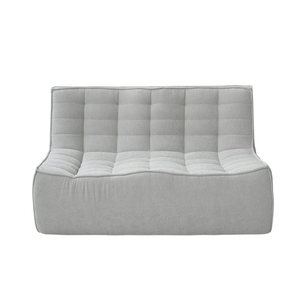English Elm Caterpillar Classic Armless 2-Seater Floor Sofa - Cozy Waffle-Tufted Light Grey Loveseat For All Spaces B341P321113