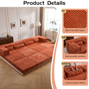 English Elm Compression Mahjong Sofa: Versatile No Assembly Modular Floor Sofa Bed For Cozy Living Spaces W3723S00038