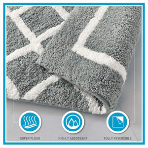 JLA Home Madison Park - Reversible Plush High-Pile Tufted Microfiber Bath Rug with OEKO-TEX Safety, Machine Washable Comfort Aqua MP72-5668