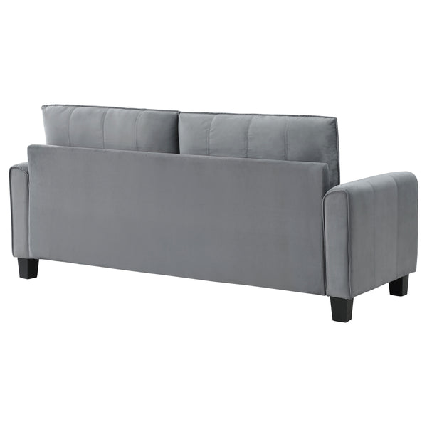 English Elm Dixon Grey Upholstered Sofa with Rounded Arms & Vertical Stitching, Plush Velvet-Soft Cushions, 79.5" Wide Elegance B062P354081