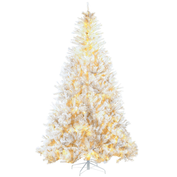 English Elm Homcom 7.5Ft Prelit White Christmas Tree With 500 Led Lights, 1518 Branches, Easy Setup & Storage W2225P217082