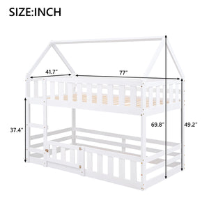 English Elm Twin Twin over Full Metal Bunk Bed with Integrated Ladder, Full-Length Guardrail, Futon-Ready Versatile Design White N7090000734K
