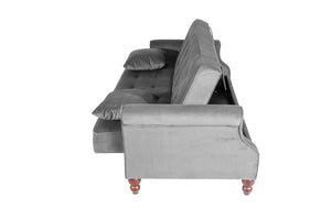 English Elm Adjustable Sofa Bed with Hidden Under-Seat Storage, Button-Tufted Comfort & Rolled Arm Elegance Gray 72 L x 45 W x 13 H B089P240493