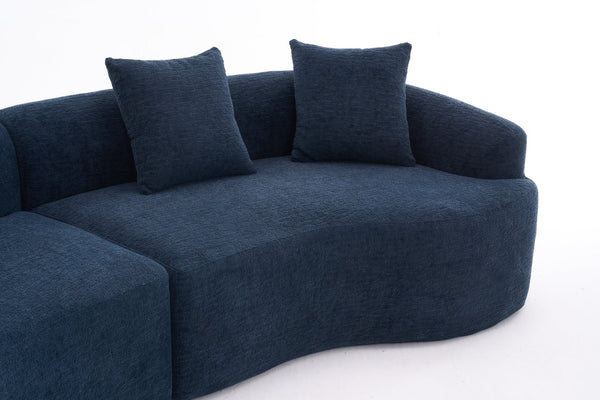 English Elm Compression Compression Sponge Sofa Curved Modular Sectional with 30D High-Density Chenille Sleeper for Cozy Apartment Living Room Comfort and Safe Rounded Design Antique Blue W2231S00019