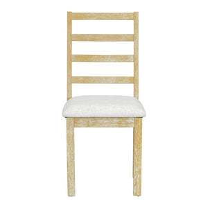 English Elm Topmax Farmhouse Extendable Pedestal Dining Set Seats Six with Ladder Back Chairs Natural+Beige N717S000060N