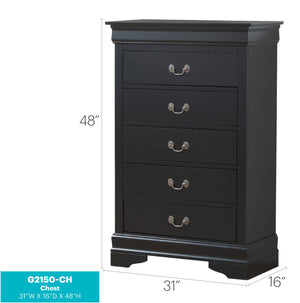 English Elm LouisPhillipe Classic Dovetailed Chest with Curved Moldings and Carved Base, Durable Storage Elegance Black 53 L x 35 W x 19 H B078118332