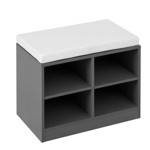 English Elm U_style Entryway Console Set with Wavy Doors Cushioned Bench and Adjustable Shoe Storage N711P345166M