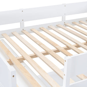 English Elm Full Size Loft Bed with Built-in Desk and Shelving for Kids or Teen Bedrooms LT000802AAK