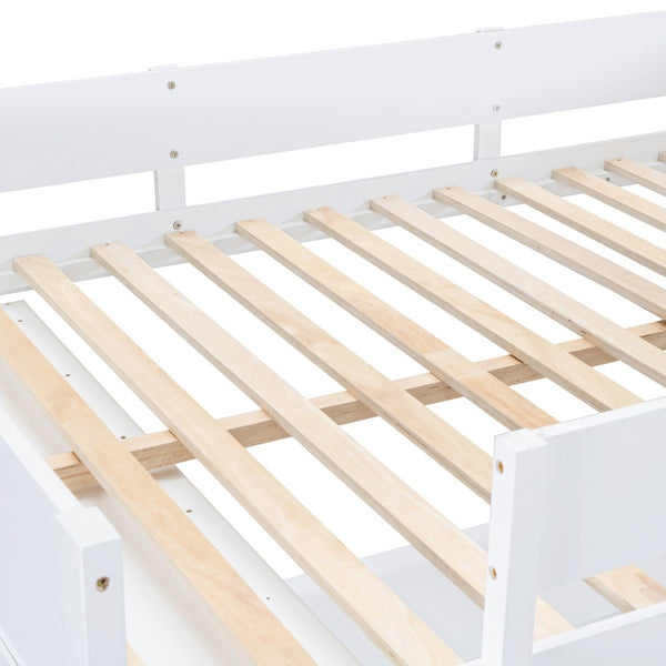 English Elm Full Size Loft Bed with Built-in Desk and Shelving for Kids or Teen Bedrooms LT000802AAK