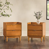 20" Solid Wood 2-Drawer Nightstand - Set of 2 Caramel LEEB4CCA-2PK Walker Edison