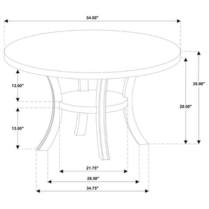 English Elm Tyler Round Wood Dining Table with Lower Shelf Seats Six in Pearl White Finish B062P447714