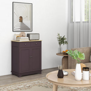 English Elm Homcom Modern Sideboard With Rubberwood Countertop, Versatile Kitchen Storage & Coffee Bar Cabinet W2225P217717