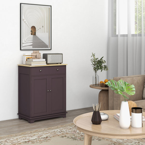 English Elm Homcom Modern Sideboard With Rubberwood Countertop, Versatile Kitchen Storage & Coffee Bar Cabinet W2225P217717