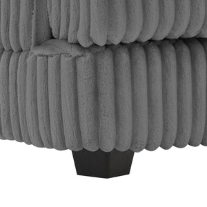 English Elm 129" Oversized Sectional Sofa U-Shaped Corduroy Chaise Lounge with Curved Armrests Plush Foam Comfort Dark Gray N719S001690R