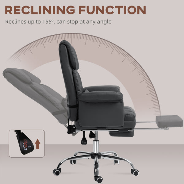 English Elm Homcom Ergonomic Executive Office Chair With Reclining Back, Footrest & Lumbar Support For Comfort W2225P250006