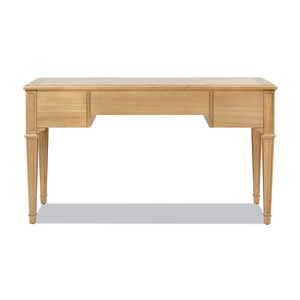 English Elm Jennifer Taylor Home - Dauphin 55" Executive Desk In Natural Brown Rubber Wood - Elegant Design With 3 Soft-Close Drawers B2719P238478