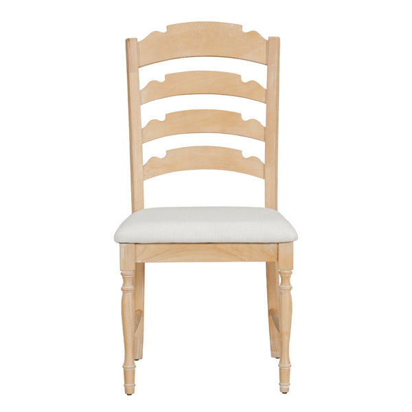 English Elm Topmax Vintage 4-Piece Upholstered Dining Chair Set - Stylish Serrated Backs & Natural Finish Comfort N717P170412A-GIGA