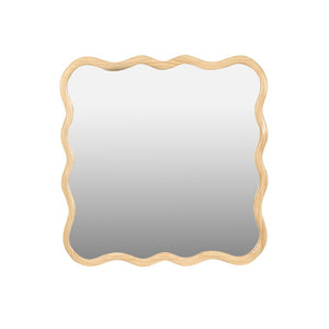 English Elm Solid Wood Wavy Square Mirror – 36" Modern Wall Decor For Bedrooms, Bathrooms, And Living Rooms W1445P189618-GIGA