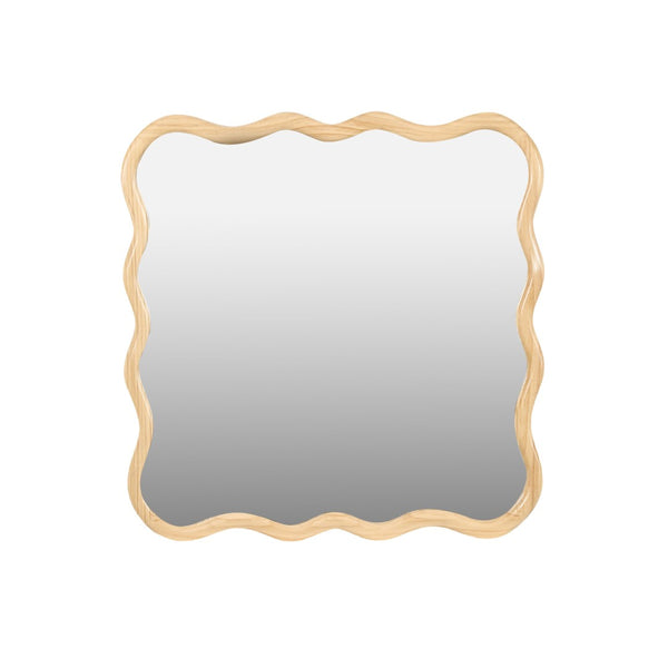 English Elm Solid Wood Wavy Square Mirror – 36" Modern Wall Decor For Bedrooms, Bathrooms, And Living Rooms W1445P189618-GIGA