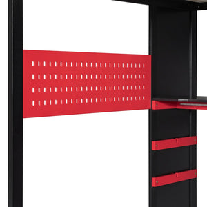 English Elm Full Size Loft Bed with Rgb Lighting Usb Charging Desk Wardrobe and Storage Shelves Red LT000387AAJ