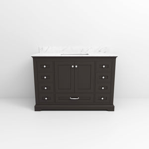 English Elm Espresso Single Bath Vanity 48" W With Carrara Marble Top, Soft-Close Drawers & Ample Storage B2731P258226