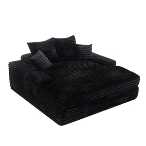 English Elm 028dr-oversized Corduroy Chaise Lounge Sleeper Chair Xxl Seat for Studio Living Black W527S00007