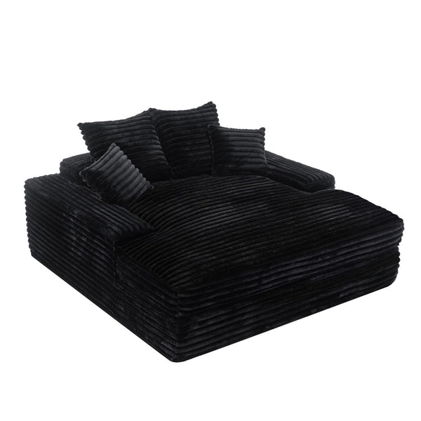 English Elm 028dr-oversized Corduroy Chaise Lounge Sleeper Chair Xxl Seat for Studio Living Black W527S00007