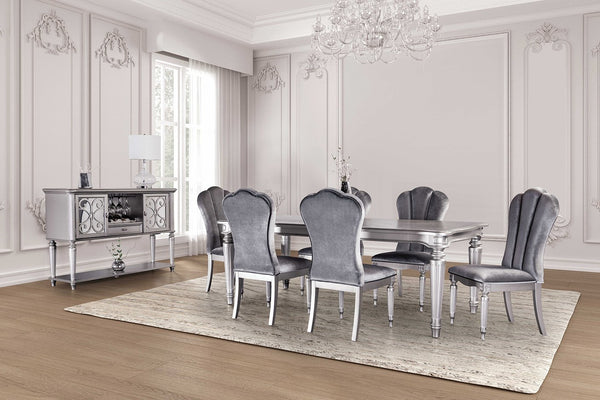 English Elm Silver Glam 2pc Side Chair Set with Light Gray Upholstery, Fluted Metal Legs, Modern Dining Comfort B2741P406183