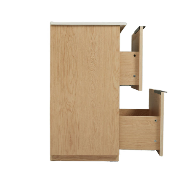 English Elm Christopher Knight Home® - 30" Bathroom Vanity With Ceramic Sink, Soft-Close Drawers & Fluted Natural Finish For Elegant Style N817P295760N