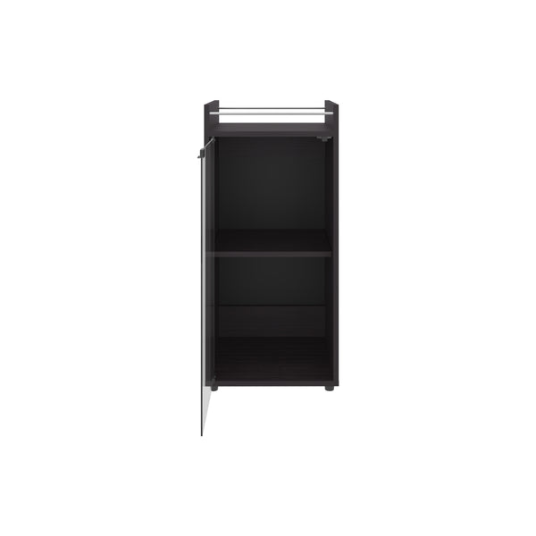 English Elm Bar Engineered Wood Bar Cabinet with Glass Door and 3 Shelves for Bottles & Glassware, Compact Design Black 35.83 L x 19.69 W x 4.72 H B097P350286