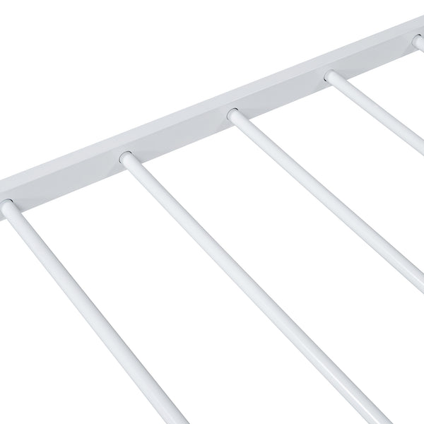 English Elm Full Metal Platform Bed with House-Style Headboard, Two Smooth Storage Drawers, Sturdy 350lb Capacity White MF320571AAK