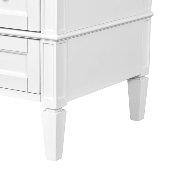English Elm 30 30 Inch Bathroom Vanity with Ceramic Sink, Modern Compact 3-Drawer Storage Cabinet for Small Baths White N710P247499K